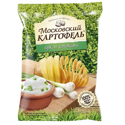 Чипсы "Московский картофель" лук и сметана 130г Россия