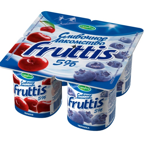 Йогуртный продукт "Fruttis" (Фруттис) Сливочное лакомство вишня и черника 5