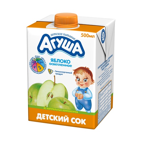 Сок детский "Агуша" яблоко осветленный 500мл Россия