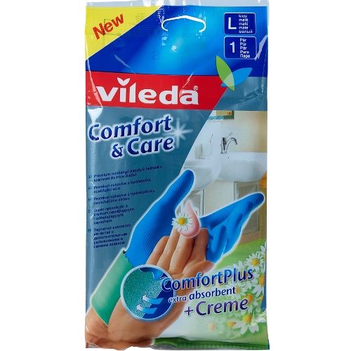 Перчатки "Vileda" (Виледа) резиновые для чувствительной кожи размер L