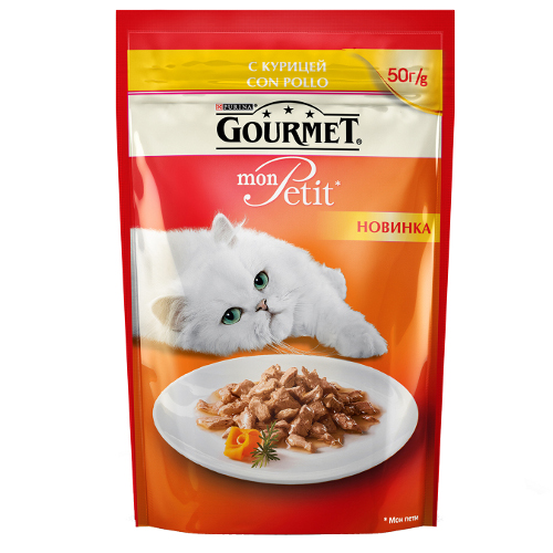 Корм для кошек "Gourmet" (Гурме) Mon Petit курица 50г