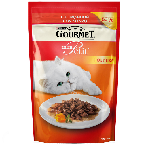 Корм для кошек "Gourmet" (Гурме) Mon Petit говядина 50г