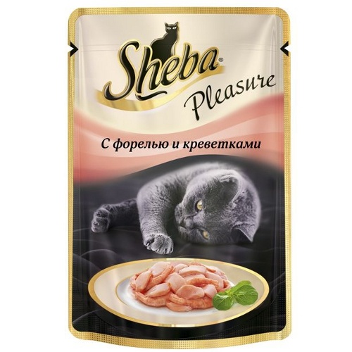 Корм для кошек "Sheba" (Шеба) Pleasure консервы с форелью и креветками 85г пакет