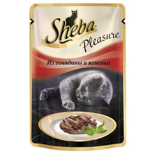 Корм для кошек "Sheba" (Шеба) Pleasure консервы из говядины и ягненка 85г пакет