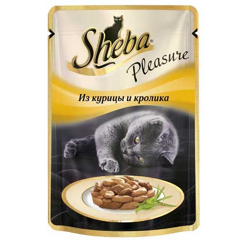 Корм для кошек "Sheba" (Шеба) Pleasure консервы из курицы и кролика 85г пакет
