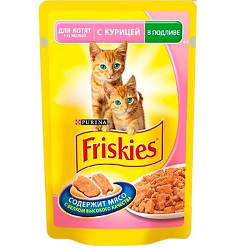 Корм для котят "Friskies" (Фрискис) консервы с курицей в подливе 100г пакет