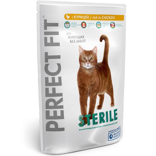 Корм "Perfect Fit" (Перфект Фит) для кастрированных котов и стерилизованных кошек курица 750г пакет сухой