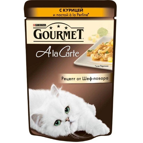 Корм для кошек "Gourmet" (Гурме) A la Carte консервы с курицей и пастой a la Perline и шпинатом 85г пакет Purina