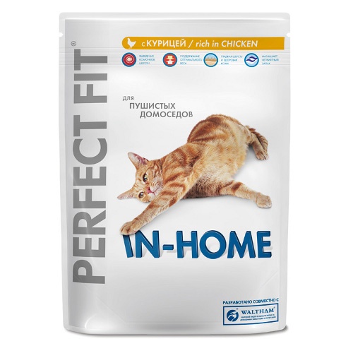 Корм "Perfect Fit" (Перфект Фит) для домашних кошек курица 190г пакет сухой