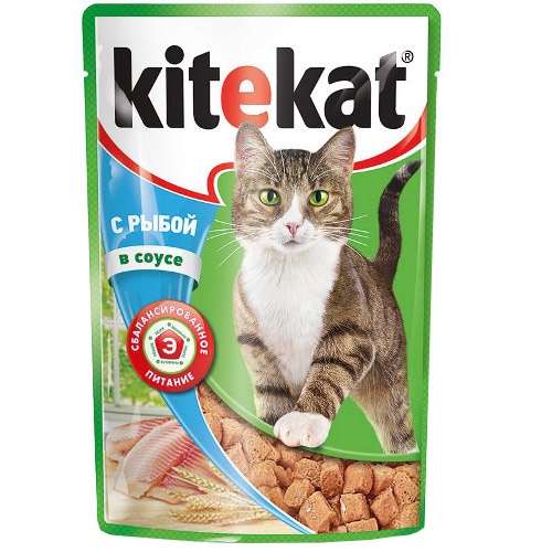 Корм для кошек "Kitekat" (Китекат) Влажный рацион рыба в соусе 100г пакет