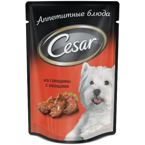 Корм для собак "Cesar" (Цезарь) консервы из говядины с овощами 100г пакет
