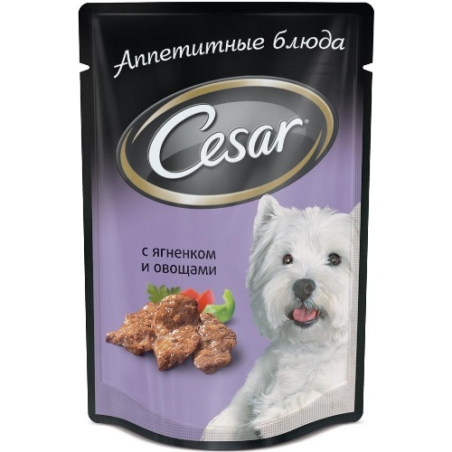 Корм для собак "Cesar" (Цезарь) консервы с ягненоком и овощами 100г пакет