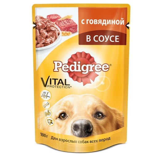 Корм для собак "Pedigree" (Педигри) Влажный рацион говядина в соусе 100г пакет
