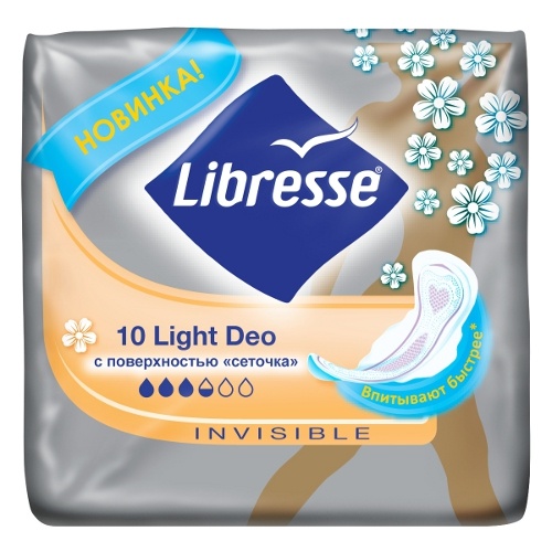 Прокладки "Libresse" (Либресс) Invisible Light Deo Drai 10шт