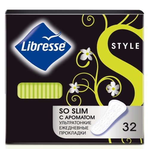 Прокладки ежедневные "Libresse" (Либресс) Style So с ароматом Slim 32шт