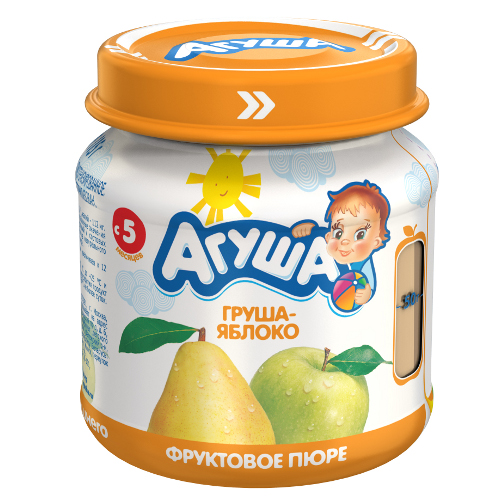Пюре детское фруктовое "Агуша" груша-яблоко 0% 115г