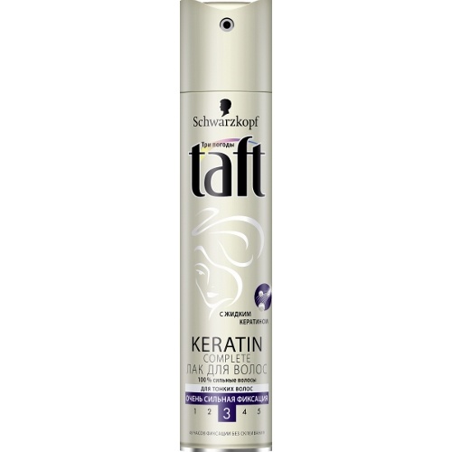 Лак для волос "Taft" (Тафт) Keratin Complete очень сильной фиксации 225мл