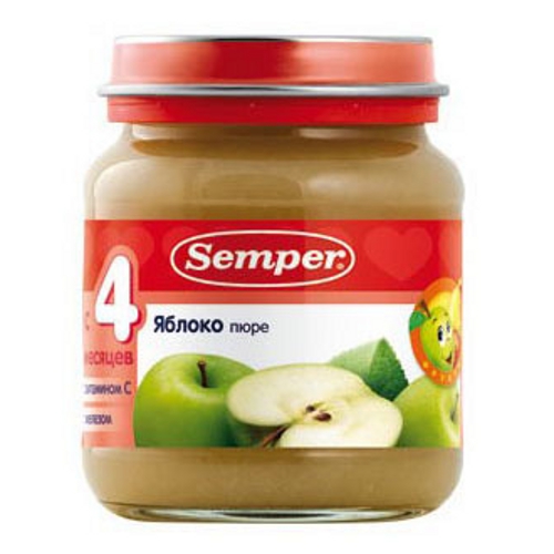 Пюре детское фруктовое "Semper" (Семпер) яблоко 125г ст.банка для детей старше 4 месяцев