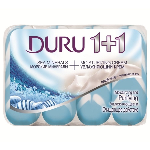Мыло "Duru" (Дуру) 1+1 морские минералы+увлажняющий крем 4*90г экопак