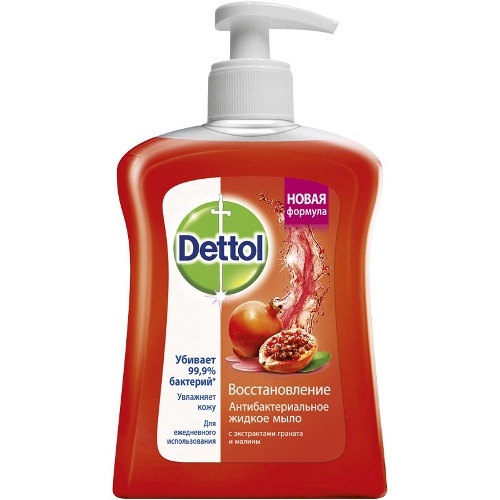 Мыло жидкое для рук "Dettol" (Деттол) Восстановление антибактериальное гранат и малина 250мл