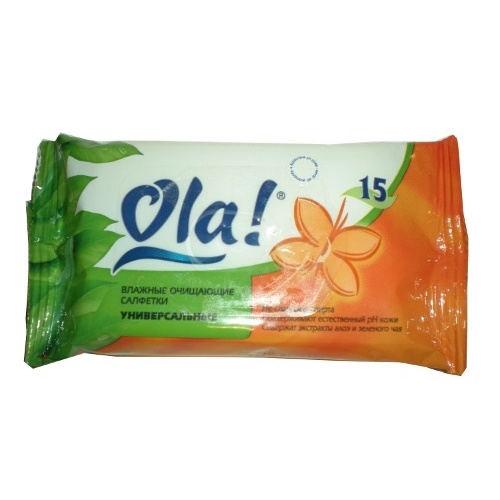 Салфетки влажные "Ola!" (Ола!) универсальные 15шт в ассортименте
