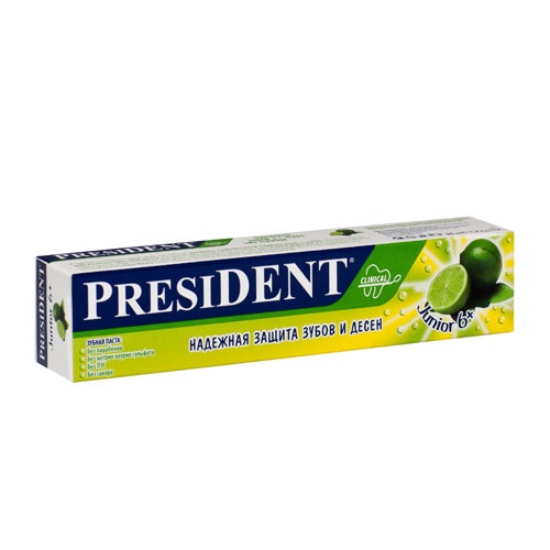 Зубная паста "President" (Президент) детская Junior 6+ со вкусом лимонада 50мл