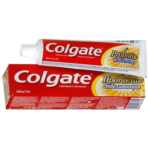 Зубная паста "Colgate" (Колгейт) прополис с фтором и кальцием 100 мл коробка Бразилия