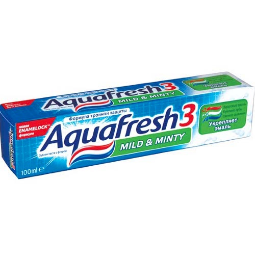 Зубная паста "Aquafresh" (Аквафреш) 3+ мягко-мятная зеленая 100мл
