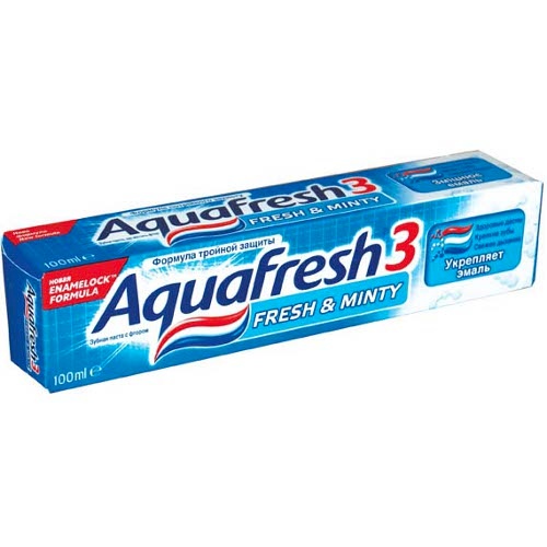 Зубная паста "Aquafresh" (Аквафреш) 3+ освежающе-мятная синяя 100г