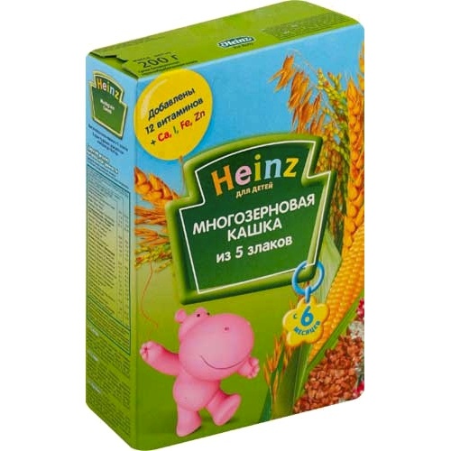 Каша детская "Heinz" (Хайнц) безмолочная многозерновая 5-злаков 200г сухая смесь