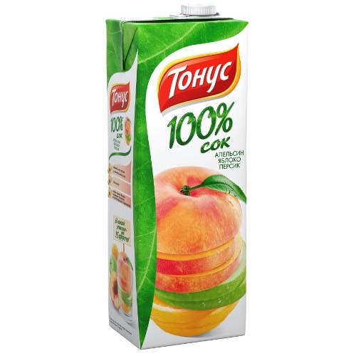 Сок "Тонус" 100% апельсин яблоко персик 1