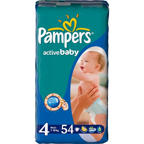 Подгузники "Pampers Active Baby" (Памперс Актив Бэби) Maxi 7-18кг 54шт эконом.упаковка