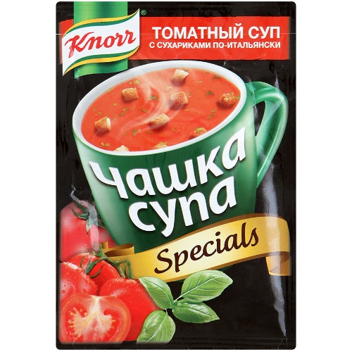 Чашка супа "Knorr" (Кнорр) Томатный с сухариками по-итальянски 18г пакет