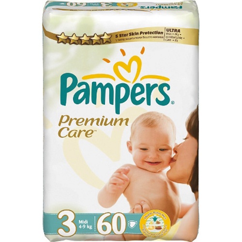 Подгузники "Pampers Premium Care" (Памперс Премиум Кеа) Midi 4-9кг 60шт эконом.упаковка