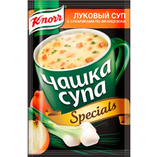 Чашка супа "Knorr" (Кнорр) Луковый с сухариками по-французски 16г пакет