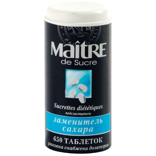 Заменитель сахара "Maitre" (Мэтр) 650 таблеток с дозатором Россия