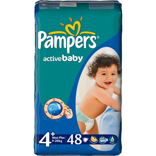 Подгузники "Pampers Active Baby" (Памперс Актив Бэби) Maxi plus 9-16кг 48шт эконом.упаковка