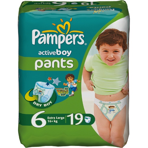 Подгузники-трусики "Pampers Active Boy" (Памперс Актив Бой) Large 16+кг 19шт стандарт.упаковка