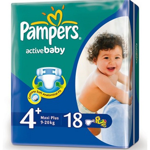 Подгузники "Pampers Active Baby" (Памперс Актив Бэби) Maxi plus 9-20кг 18шт