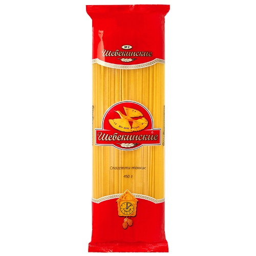 Макаронные изделия "Шебекинские" спагетти тонкие №2 450г Россия