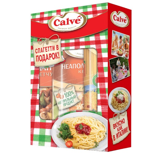 Кетчуп "Calve" (Кальве) Набор (томатный 350г + неаполитанский 350г +Спагетти) карт.уп