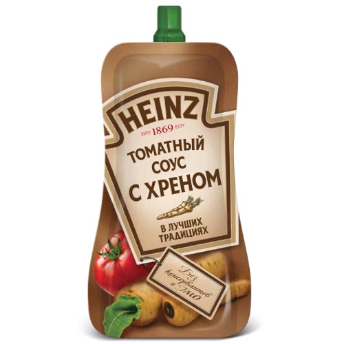 Соус "Heinz" (Хайнц) томатный с хреном 230г дой-пак