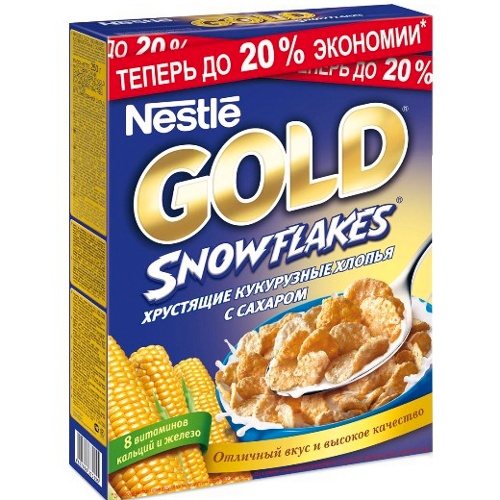 Готовый завтрак "Nestle Gold Snow Flakes" (Нестле Голд) кукурузные хлопья 300г
