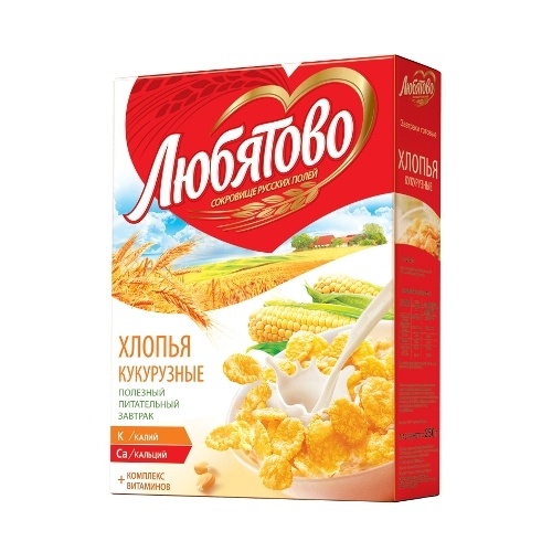 Готовый завтрак "Любятово" хлопья кукурузные 250г Россия