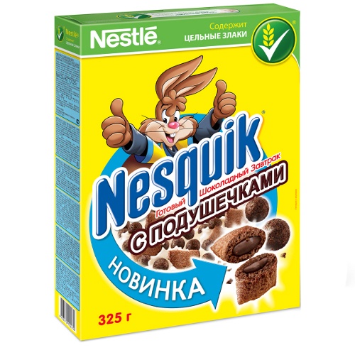 Готовый завтрак "Nestle Nesquik" (Нестле Несквик) шоколадный шарики и подушечки 325г карт.коробка