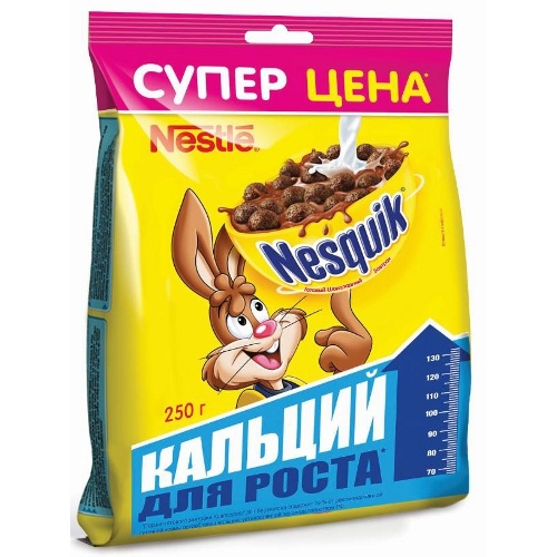 Готовый завтрак "Nestle Nesquik" (Нестле Несквик) шоколадный 250г п/пакет