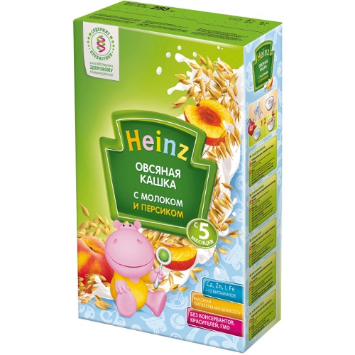 Каша детская "Heinz" (Хайнц) овсяная с персиком и молоком 250г Россия