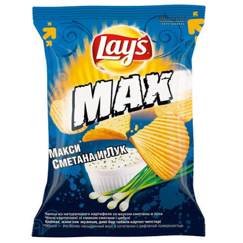 Чипсы "Lays Max" (Лейс Макс) сметана и лук 150г пакет