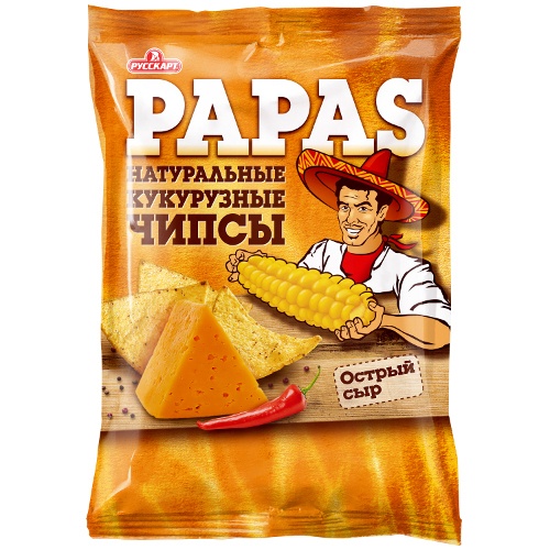 Чипсы кукурузные "Papas" (Папас) острый сыр 70г