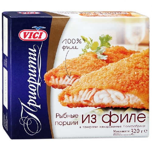 Рыбные порции из филе в панировке "Vici" (Вичи) Приорити 320г замороженные